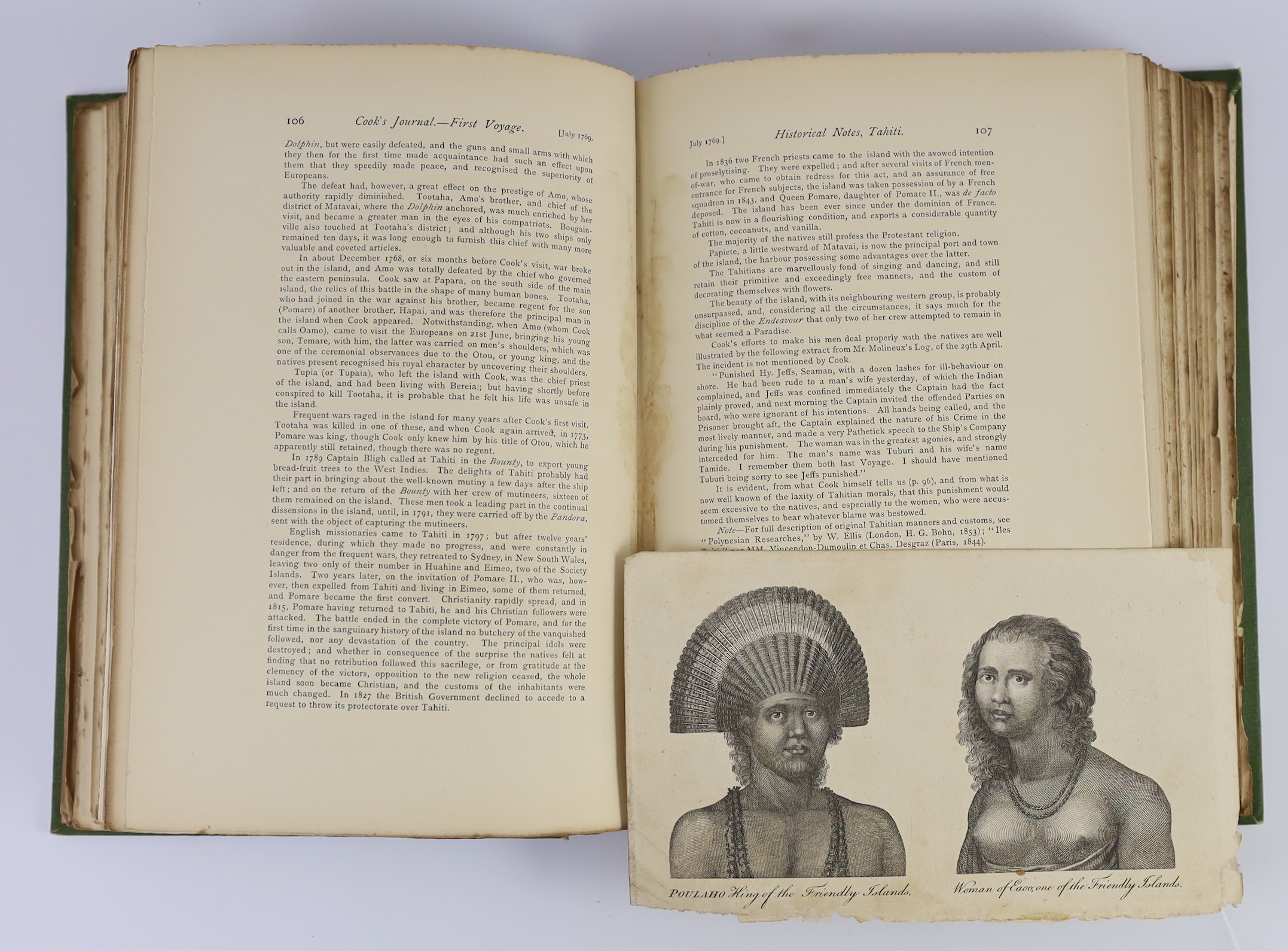 Cook, James, Capt. - Captain Cook’s Journal During His First Voyage Round the World made in H.M Bark ‘’Endeavour’’ 1768-71, edited by Capt. W.J.L. Wharton, 4to, cloth, frontis portrait, with 6 maps - 3 folding and 3 in p